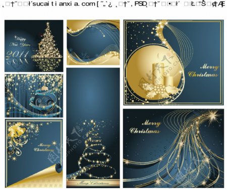 金色华丽圣诞装饰设计矢量图