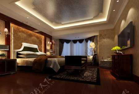欧式卧室3d效果图图片