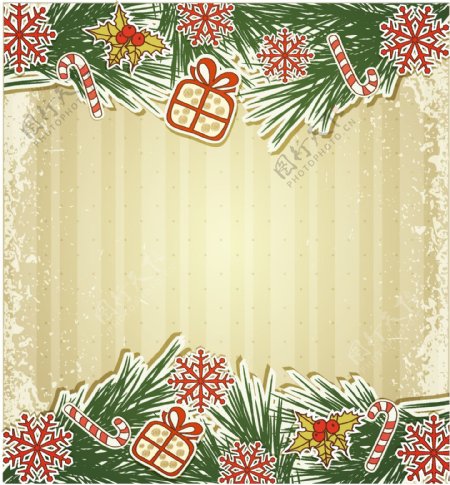 矢量圣诞手绘装饰元素贺卡背景