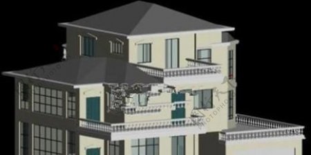 别墅建筑整体外观3dmax模型
