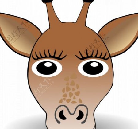 可爱的长颈鹿的头矢量插画