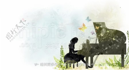 弹奏钢琴图片