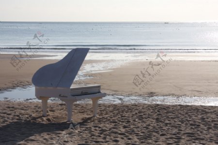 海边的钢琴图片