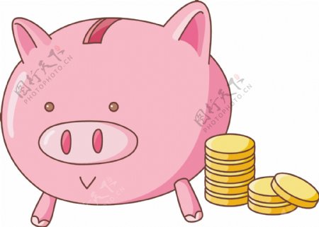 可爱猪存钱罐韩国新年矢量图09