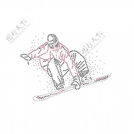 烫钻运动元素人物男人滑雪免费素材