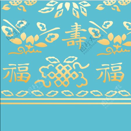 中国古典福花纹矢量素材