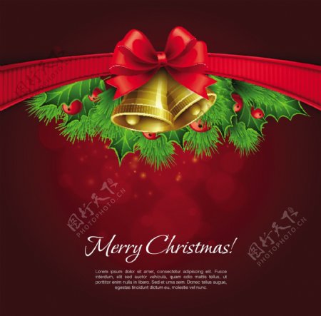 红色蝴蝶结圣诞背景图片