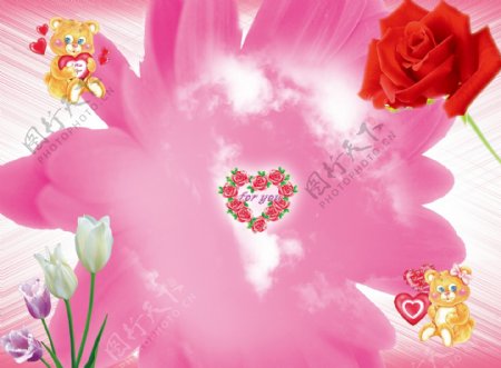 浪漫粉色婚纱模板图片
