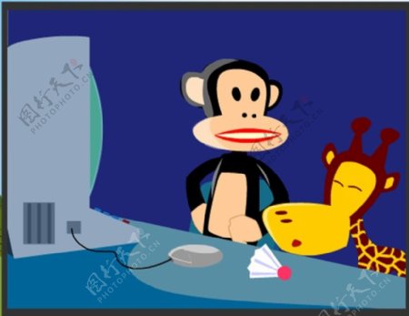 位图动物猴子长颈鹿电脑免费素材