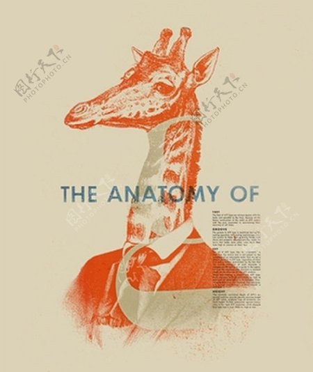 位图插画拼贴动物长颈鹿免费素材
