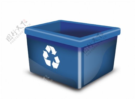 蓝色的大垃圾回收箱矢量图标