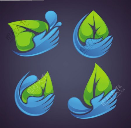 绿叶水珠图标图片