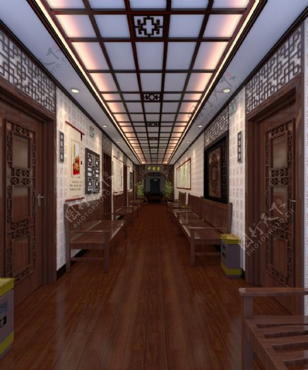 中式医院走廊图片