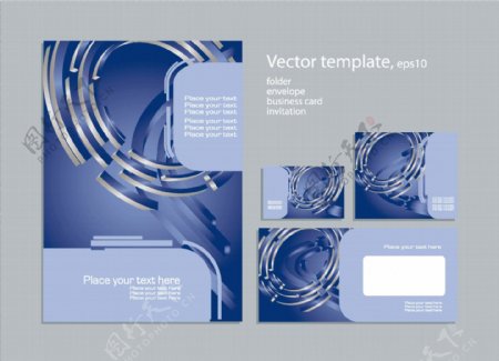 蓝色动感旋转环形企业画册设计图片