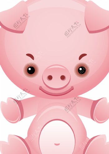 印花矢量图可爱卡通卡通动物猪十二生肖免费素材