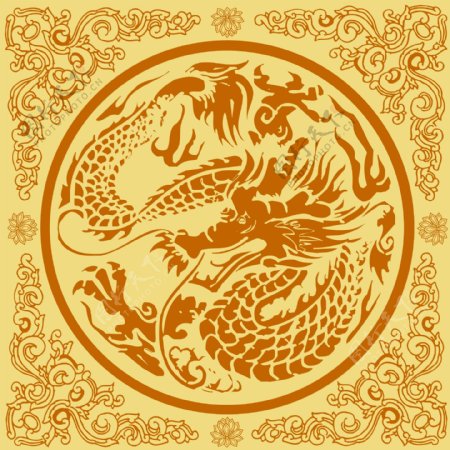 古典中国龙纹图案矢量图