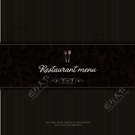 欧式花纹西餐厅菜单设计图片