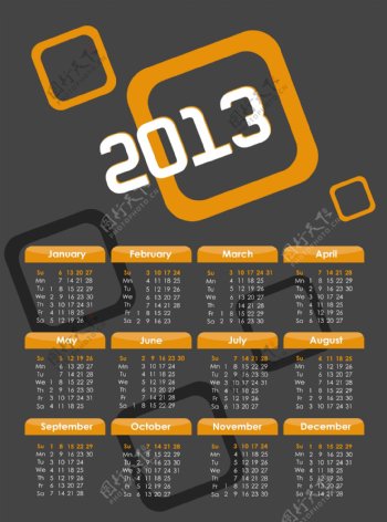 2013年创意日历设计素材