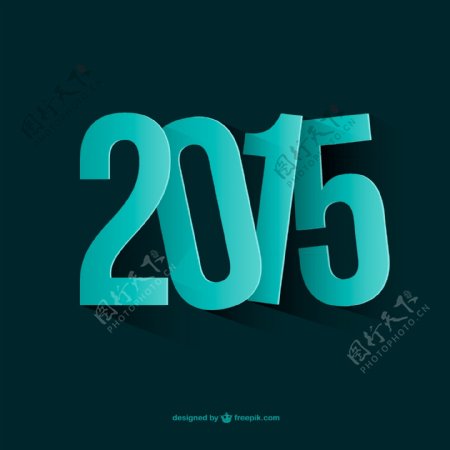 精致蓝绿色2015矢量素材