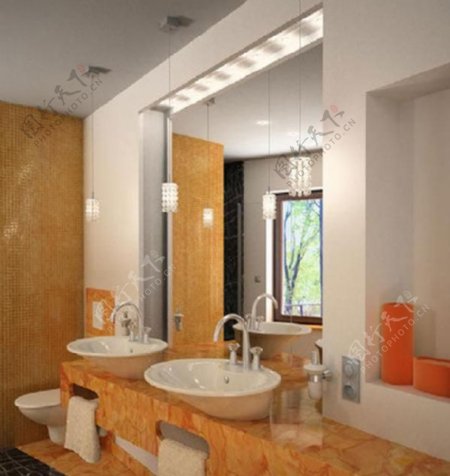 清新的洗手间3d场景素材图片