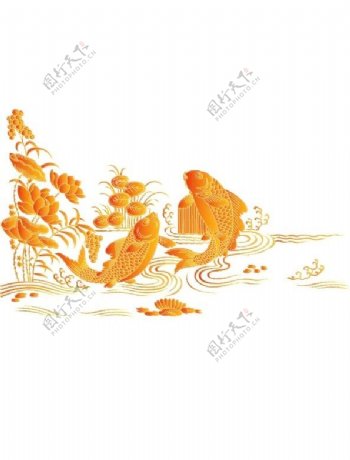 中国传统鲤鱼跳龙门吉祥矢量图