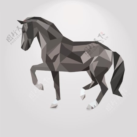 多边形的马创意元素矢量黑白灰的颜色