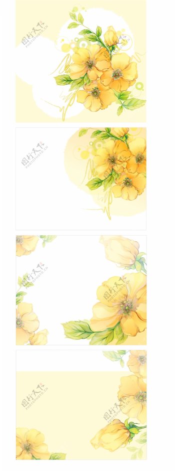 精美黄色系花朵矢量素材背景