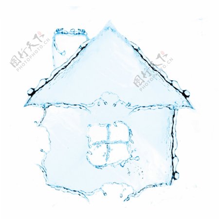 液态水组成的房子图案创意图片
