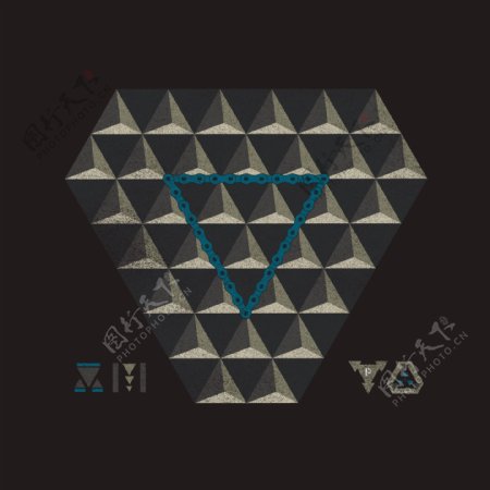 印花矢量图T恤图案图文结合几何三角免费素材