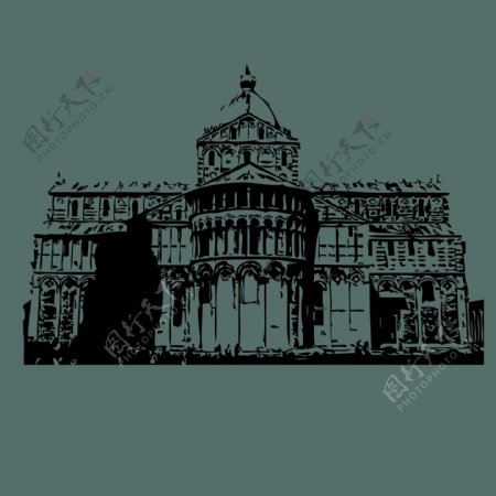 印花矢量图T恤图案建筑城堡欧式免费素材