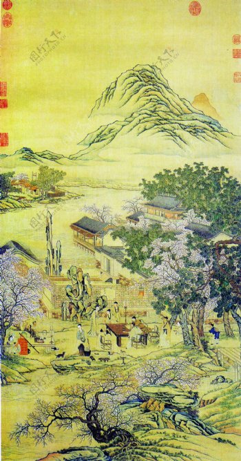 中国画人物楼阁