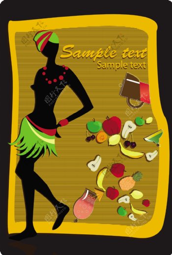水果糕点非洲文化背景矢量素材