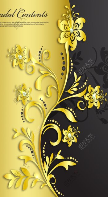 黄金花纹背景图