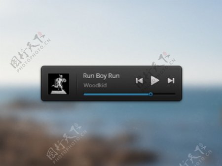 黑Mini音乐播放器接口PSD