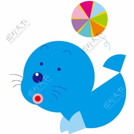 印花矢量图婴童卡通动物小海豹皮球免费素材