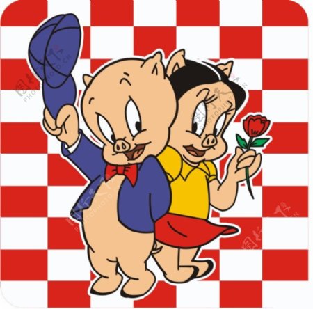 印花矢量图动物小猪可爱卡通色彩免费素材