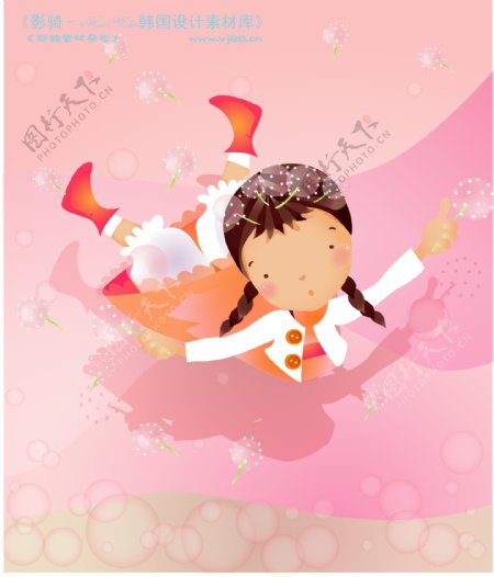 可爱小女孩卡通人物矢量素材矢量图片HanMaker韩国设计素材库