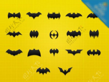 一套可爱的蝙蝠图标素材