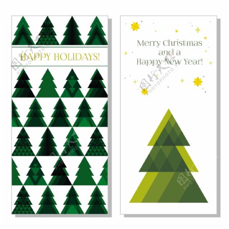 贺卡与三角形的新鲜的圣诞树矢量素材