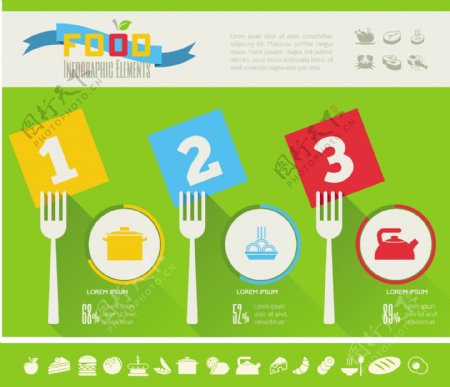 彩色食品信息图矢量素材