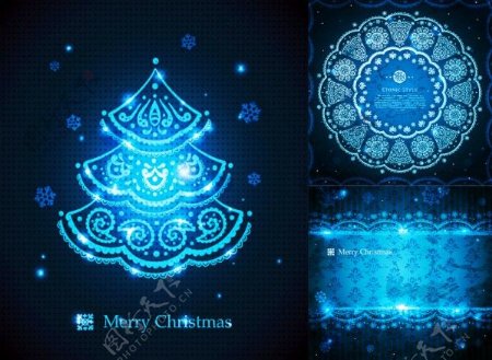 冰蓝色的圣诞节装饰矢量素材