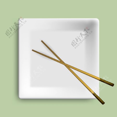 盘子和筷子矢量图