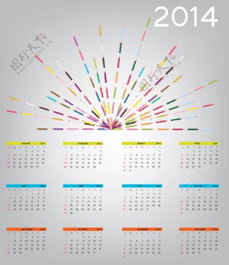 2014新年日历设计矢量图01