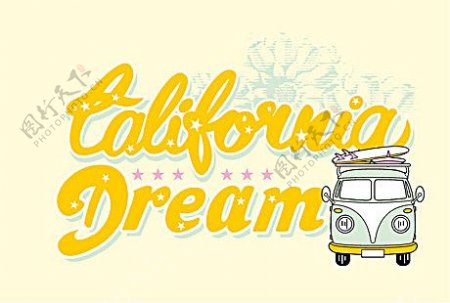 加利福尼亚之梦海报矢量素材