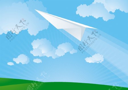 天空中的向量的纸飞机
