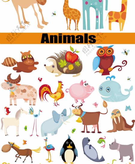 卡通动物矢量图免费下载