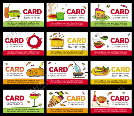 国外餐饮card卡片矢量素材