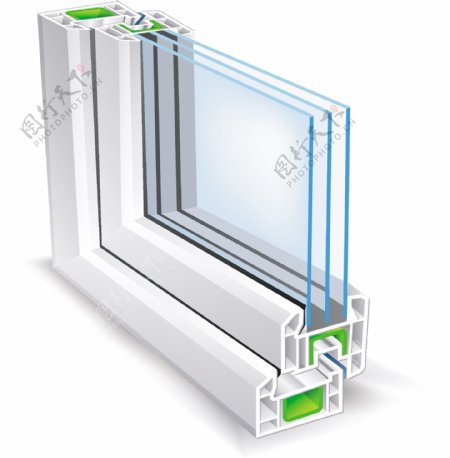 铝合金玻璃窗户矢量素材
