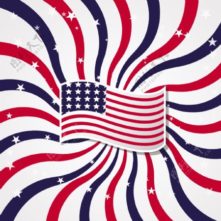 美国国旗的旭日背景