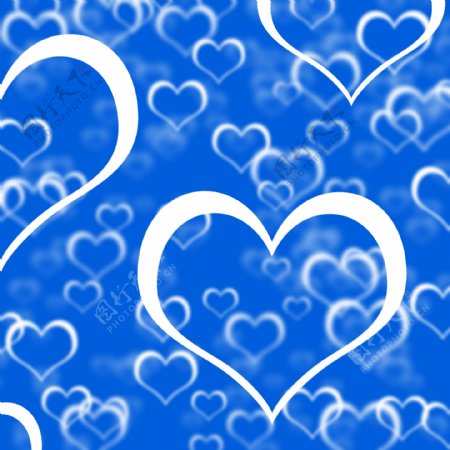 蓝色的心背景显示爱情的浪漫和情人节